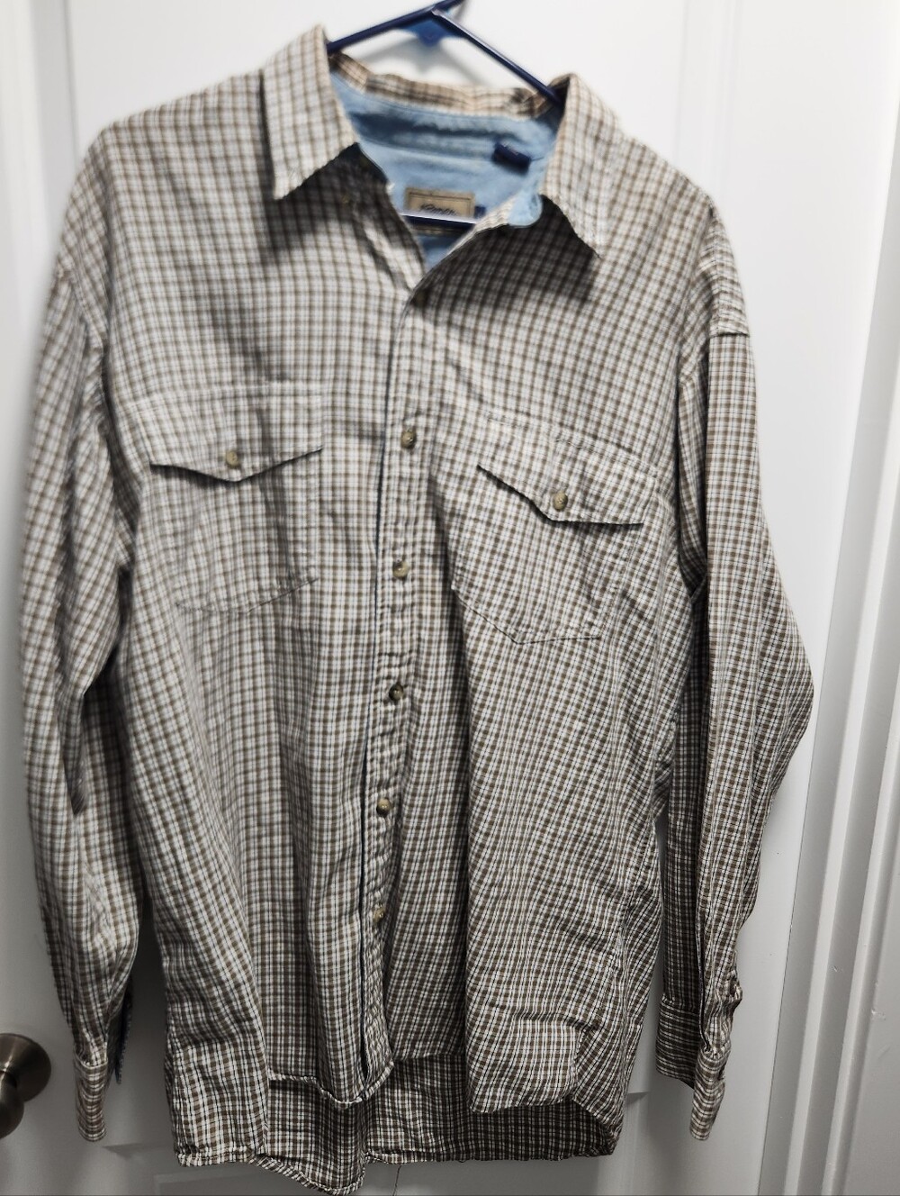 Roper Men's Plaid Shirt Jacket in Beige and Gray
